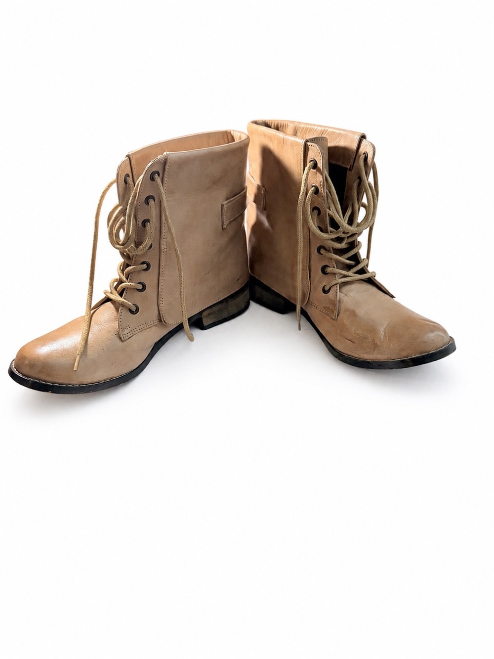 MIA Genuine Leather Tan Lace-Up Boots – Women’s Size 9